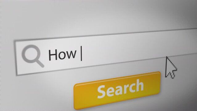 Animation of Someone Typing "How to save money" into Search Engine Field ,  Fictitious Data Created Exclusively for This Concept Footage
