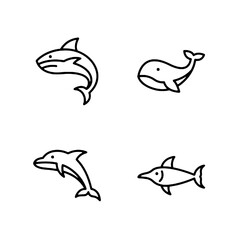 set of fish icon on white