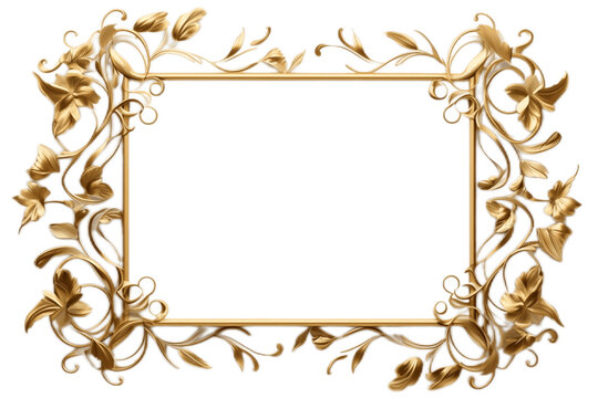 Elegant Gold Frame on Transparent Background. AI