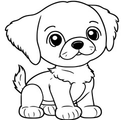 cute puppy vector art  . use as a character of coloring book.