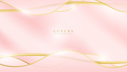 Luxury background, abstract curves, pink and gold colors for business banner, modern jewelry ad.