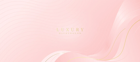 Luxury background, abstract curves, pink and gold colors for business banner, modern jewelry ad.