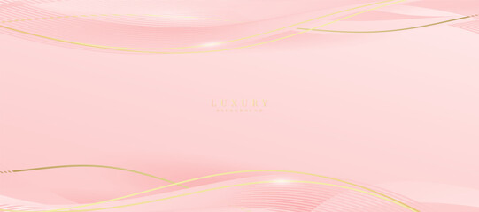 Luxury background, abstract curves, pink and gold colors for business banner, modern jewelry ad.