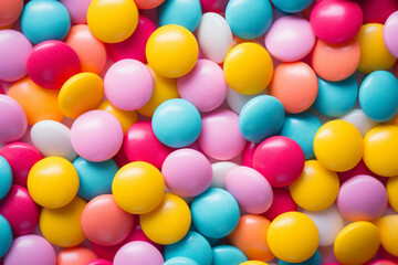 Sweet candy colourful background top view illustration