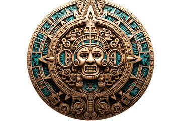 Fototapeta na wymiar Mayan Calendar Showcasing Intricate Symbol on Transparent Background. AI