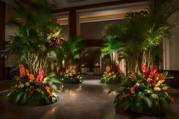 Fototapeta na wymiar A tropical oasis filled with the vibrant energy of natural flowers