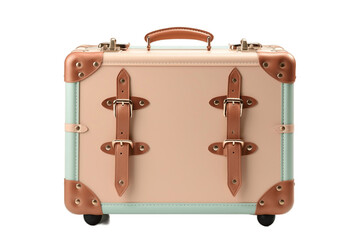 Vintage Travel Luxury Luggage Suitcase on Transparent Background. AI