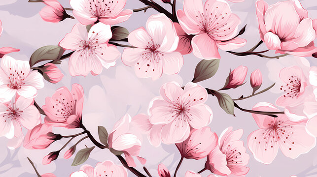 Seamless pattern llustration Sakura Blossom flowers