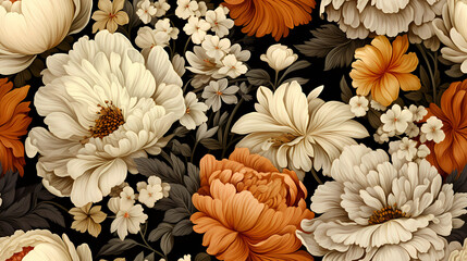 Seamless pattern llustration Vintage Flowers
