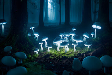 Luminescent mushrooms in the forest