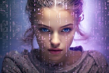 Girl is shown in front of computer code-Generative AI