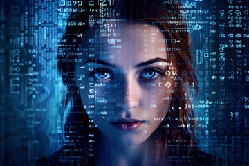 Girl is shown in front of computer code-Generative AI