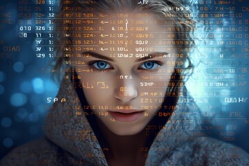 Girl is shown in front of computer code-Generative AI