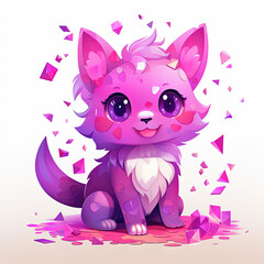 cute cartoon monster with confetti sprinkles, a low poly illustration, adorable character, mascot, concept, digital art