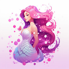 Obraz na płótnie Canvas cute cartoon mermaid with confetti sprinkles, a low poly illustration, adorable character, mascot, concept, digital art