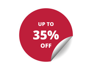 35% off round sticker sign. 35% off circle sticker banner, badge symbol vector illustration
