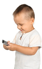 Toddler texting on a smart phone