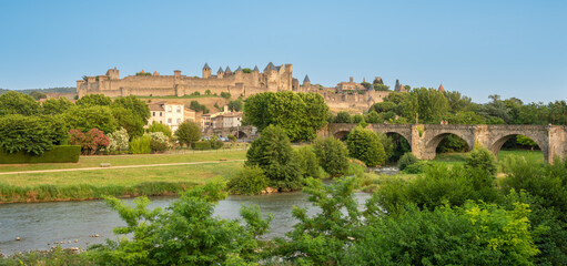 Fototapeta na wymiar beautiful large fortress in Carcassonne, France