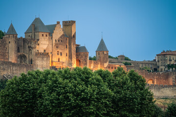 Fototapeta na wymiar Carcassonne Castle in France by night