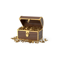 Wooden Chest With Gold Coins