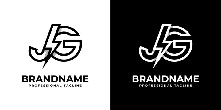 Letter JG Thunderbolt Logo, suitable for any business with JG or GJ initials.