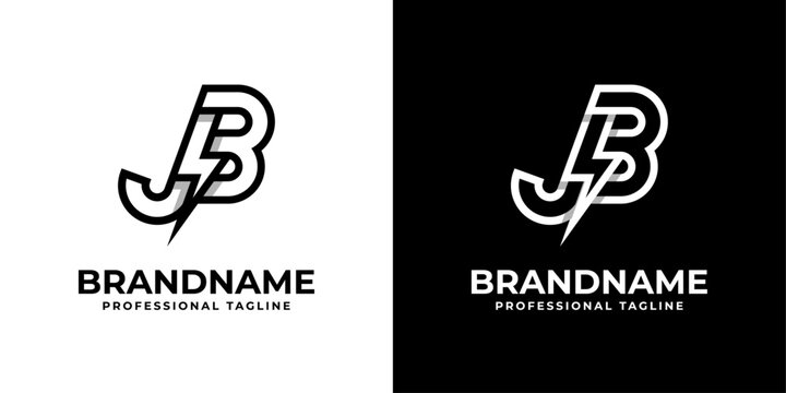 Letter JB Thunderbolt Logo, suitable for any business with JB or BJ initials.