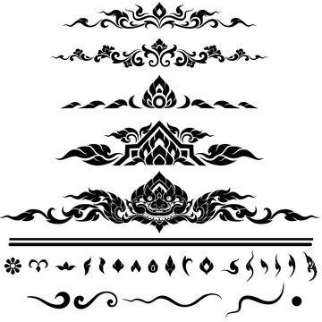 Thai Art Element Illustration with a Silhouette Design for Decoration
