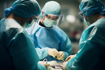 Team of doctors operating a patient. Surgery and hospital concept