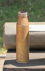 spent cartridge case artillery shell at the exhibition,