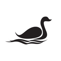 swan silhouette design. beautiful animal sign and symbol.