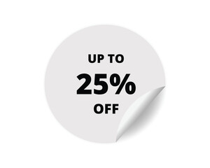 25 % off round sticker sign. 25 % off circle sticker banner, badge symbol vector illustration