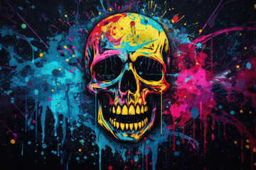 skull colorful on background