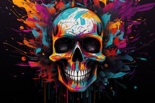 skull colorful on background