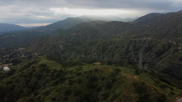 Aerial View of Millard Canyon and San Gabriel Mountains, Altadena, Los Angeles County, California 