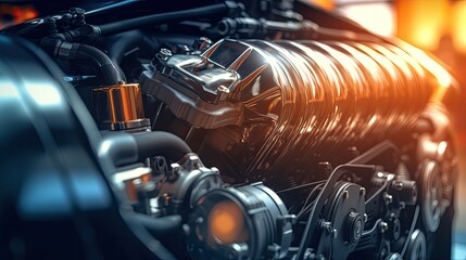 Car receiving comprehensive engine photo realistic illustration - Generative AI.