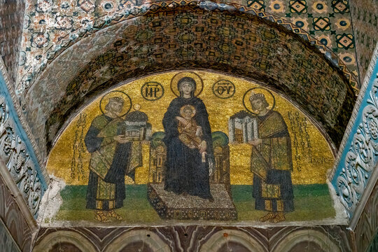 Istanbul - Mosaic inside the Hagia Sophia Mosque