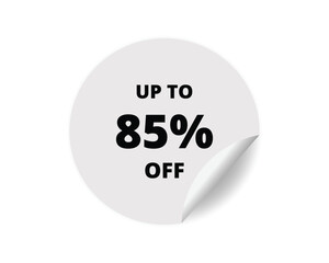 85 % off round sticker sign. 85 % off circle sticker banner, badge symbol vector illustration