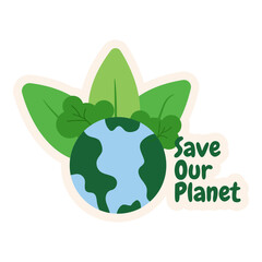 Save Our Planet Sticker. Vector Illustration
