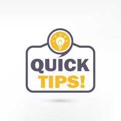 Quick tips message with lightbulb icon. Education concept. Banner for business