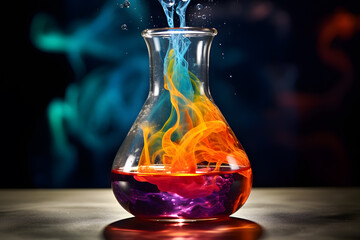 A colorful chemical reaction in a beake