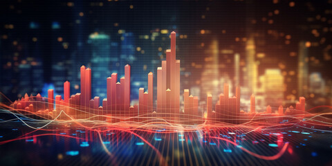 Fototapeta premium Chart of business data graph diagram and growth financial graphic report information on futuristic finance