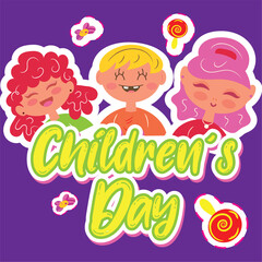 Cute sketch of children Happy Children day template Vector