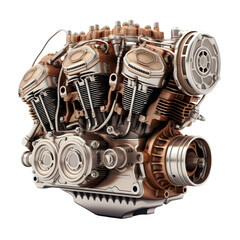 Motorcycle engine isolated on white png transparent background