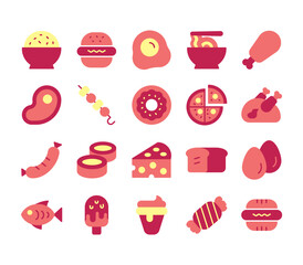 Food Icons Flat Style for Any Purpose