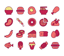 Food Icons Filled Outline Style for Any Purpose