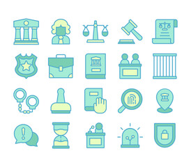 Law & Justice Icons Filled Outline Style for Any Purpose