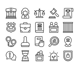 Law & Justice Icons Outline Style for Any Purpose