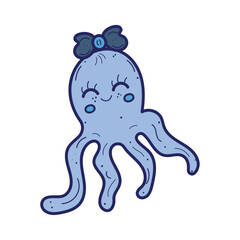 Isolated cute octopus sketch character Vector