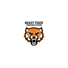 beast tiger head logo gaming design mascot