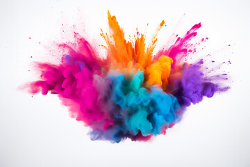 Fototapeta na wymiar Colored powder explosion on a white background.